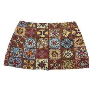 JACQUARD LOW RISE FLORAL SPLIT MINI SKORT SIZE M